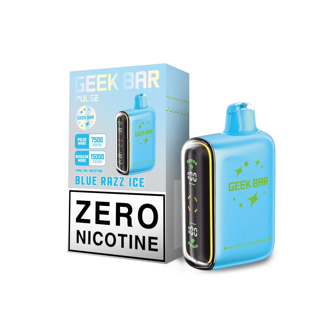 Blue Razz Ice Flavor Geek Bar Pulse Nicotine Free Vape Disposable-Zero Nicotine-Non Nicotine  - 15000 Puffs